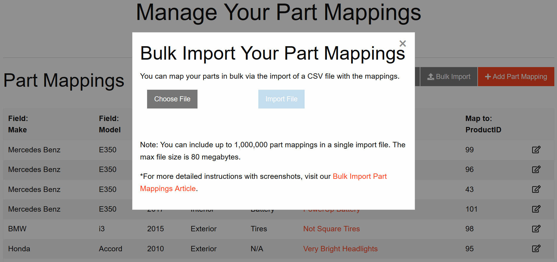 Bulk Import Mappings Example